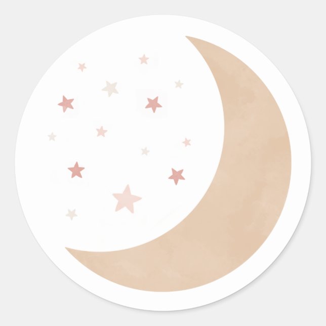 Over the Moon Pink Girl Baby Shower Classic Round Sticker (Front)
