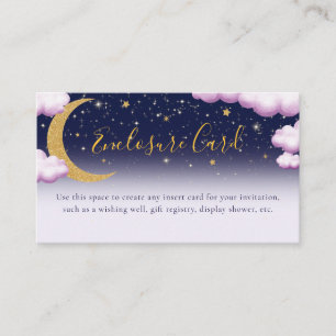 Over the Moon Pink Girl Baby Shower Enclosure Card