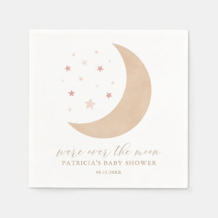 Over the Moon Pink Girl Baby Shower Napkin