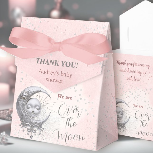 Over The Moon Pink Girl Baby Shower Tent Favour Bo Favour Box (Over The Moon Pink Girl Baby Shower Tent Favor Box)
