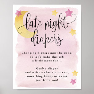 Over the Moon Pink Late Night Diapers Activity Poster