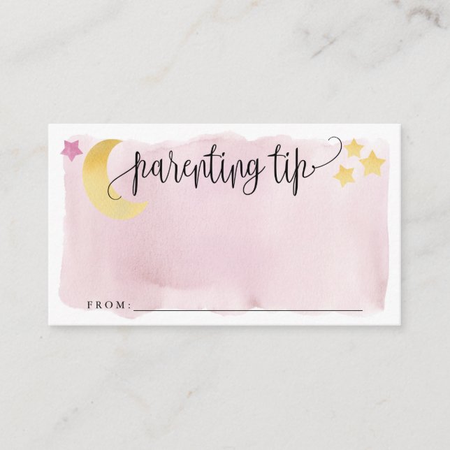 Over the Moon, Pink Parenting Tip Jar Advice Card (Front)