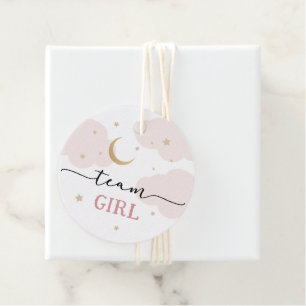 Over the Moon Pink Team Girl Gender Reveal Favour Tags