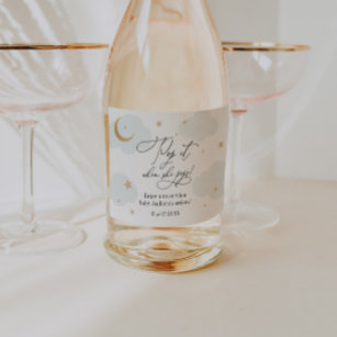 Over the Moon Pop it when She Pops Baby Shower Sparkling Wine Label