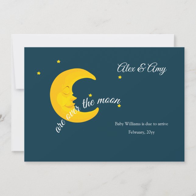 Over the Moon Pregnancy Announcement (Front)