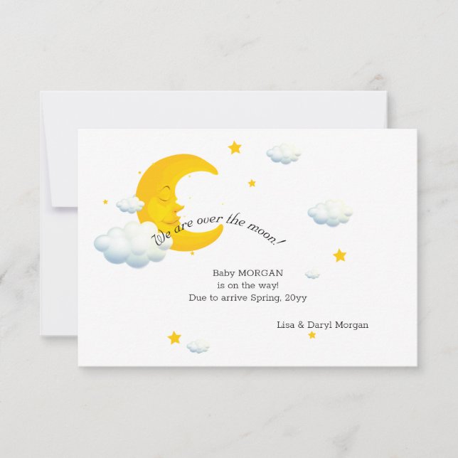 Over the Moon Pregnancy Announcement (Front)