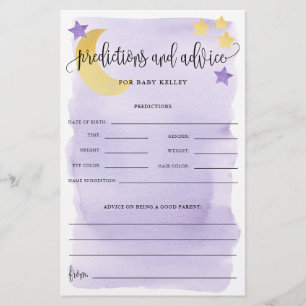 Over The Moon, Purple Baby Predictions Paper Card