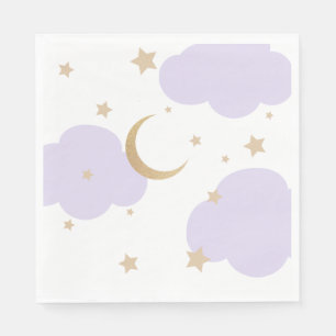 Over the Moon Purple Baby Shower Napkin