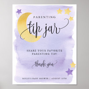 Over the Moon Purple Parenting Tip Jar Display Poster