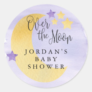 Over the Moon, Purple Personalised Classic Round Sticker