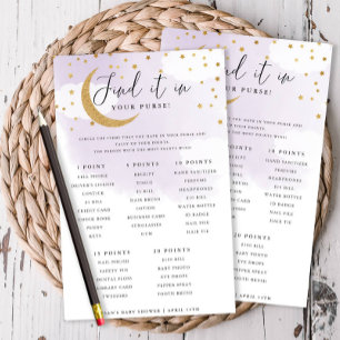 Over the Moon Purple Purse Hunt Shower Game Card