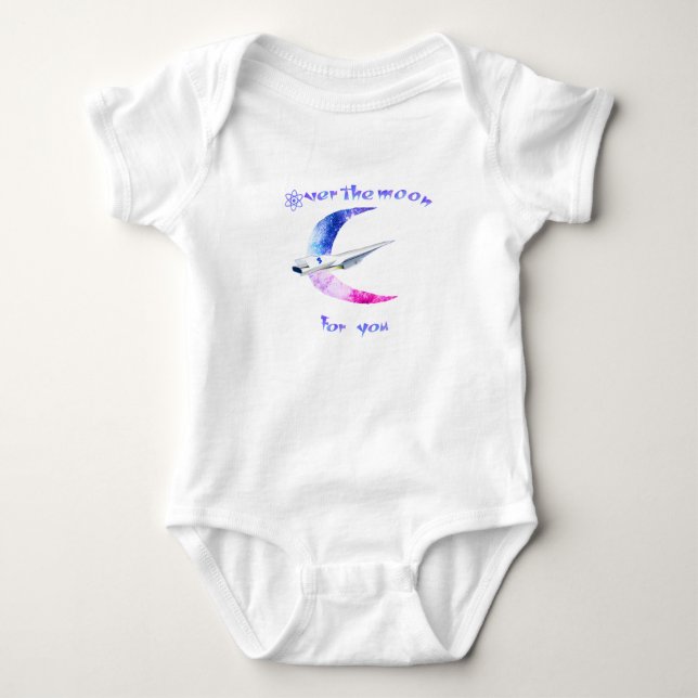 Over the moon space  baby bodysuit (Front)