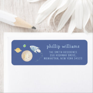 Over The Moon Spaceship Baby Shower Return Address