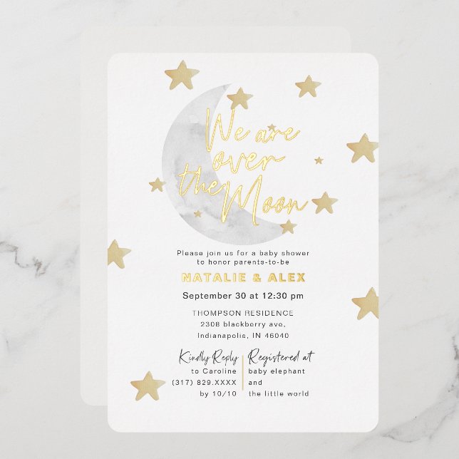 Over The Moon & Stars Gender Neutral Baby Shower (Front/Back)