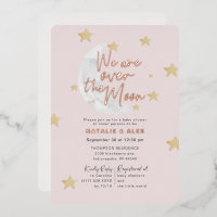 Over The Moon & Stars Girl Baby Shower Foil