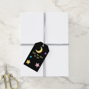 Over the Moon Stars Planet Custom Text Gift Tags