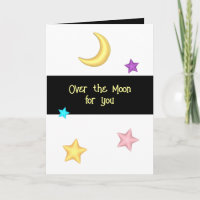 Over the Moon Stars Planet Custom Text Greeting