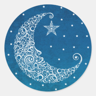 Over the Moon Sticker - Blue