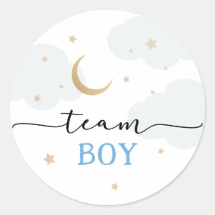 Over the Moon Team Boy Gender Reveal Classic Round Sticker