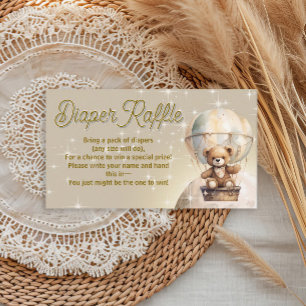 Over the Moon Teddy Bear Baby Shower Diaper Raffle Enclosure Card