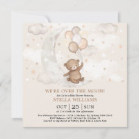 Over the Moon Teddy Bear Balloons Baby Shower