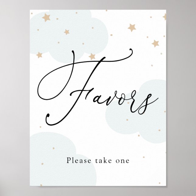 Over the Moon Twinkle Star Favors Sign (Front)
