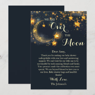 Over The Moon Whimsical Neutral Baby Shower Thank You Card