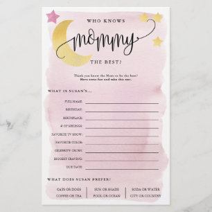 Over the Moon Who Knows Mum Pink Paper Game Card