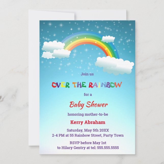 Over the Rainbow Baby Shower Invitation (Front)