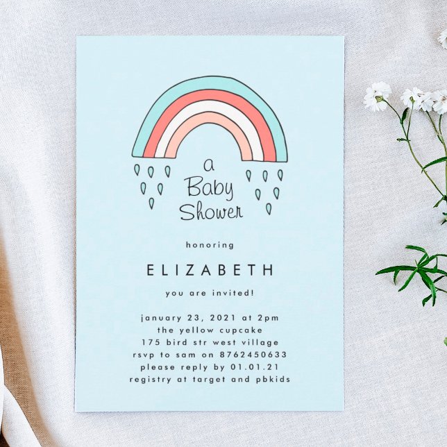 Over The Rainbow Boy Blue light Baby Shower Invitation (Creator Uploaded)