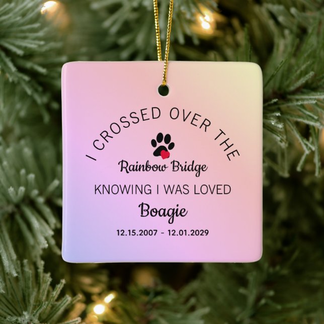 Over The Rainbow Bridge Custom Pet Memorial Ceramic Ornament (Tree)