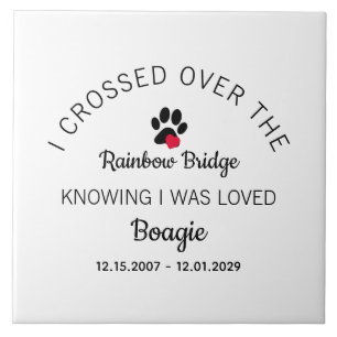 Over The Rainbow Bridge Custom White Pet Memorial Tile
