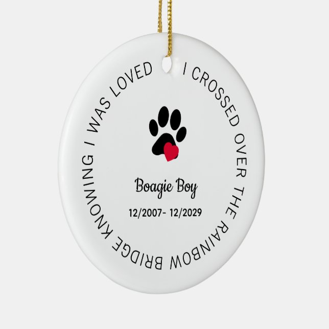 Over The Rainbow Bridge Personalized Pet Memorial Ceramic Tree Decoration (Right)