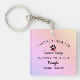 Over The Rainbow Bridge Pet Photo Key Ring