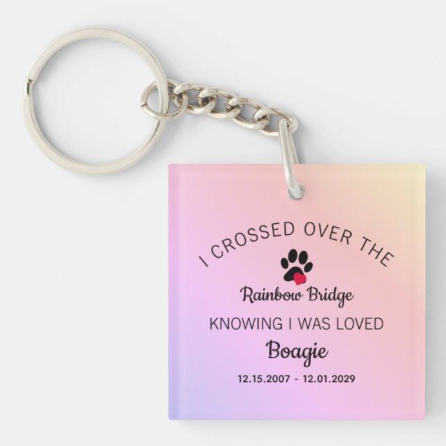 Over The Rainbow Bridge Pet Photo Key Ring (Front)