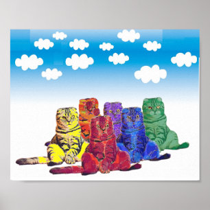 Over the Rainbow Cats Poster