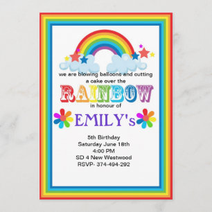 Over the rainbow party invite