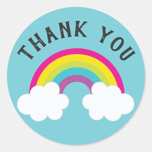 Over The Rainbow Thank You Classic Round Sticker (Front)