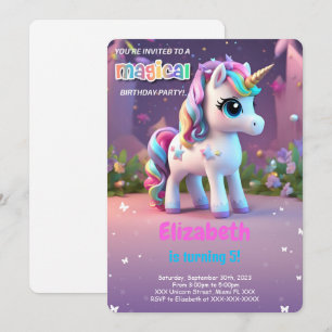 Over The Rainbow, Unicorn Birthday Invitation
