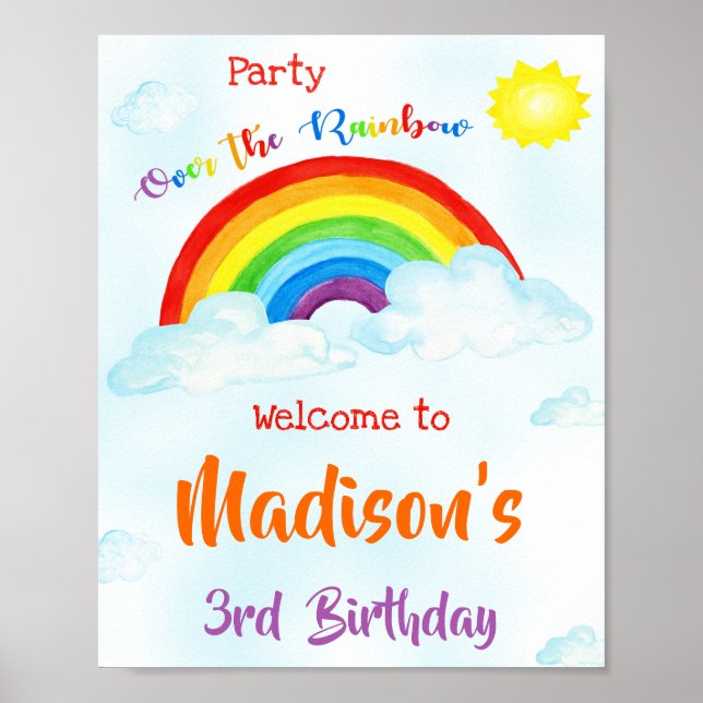 Over the rainbow welcome party sign Rainbow poster (Front)