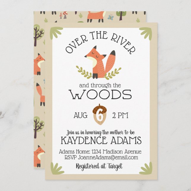 Over the River and Through the Woods Baby Shower Invitation (Front/Back)