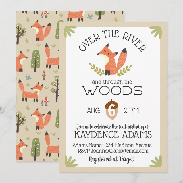 Over the River and Through the Woods Invitation (Front/Back)