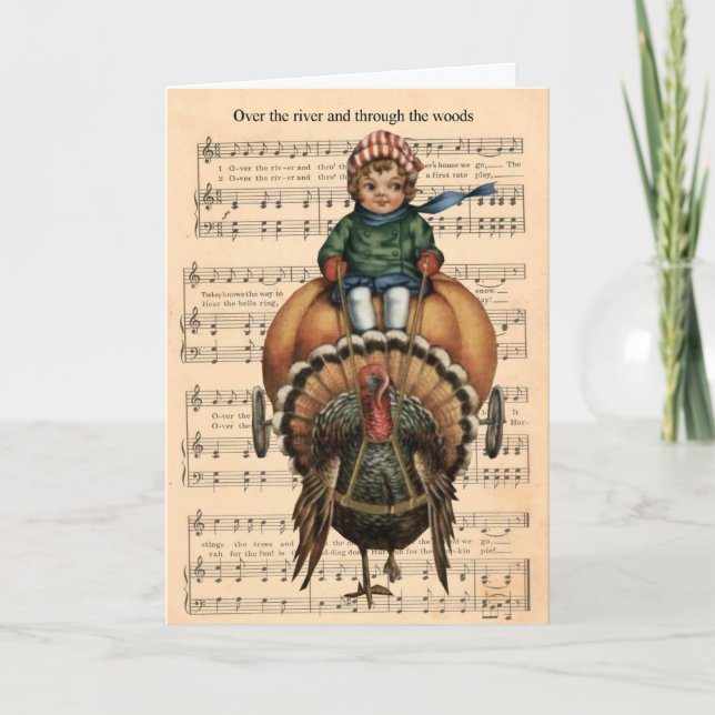 Over The River And Through The Woods - Turkey Holiday Card (Front)