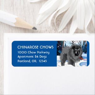 OVER THE RIVER Black chow  Address Label Customise