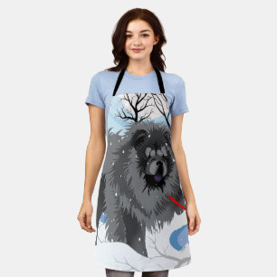 OVER THE RIVER Black Chow apron