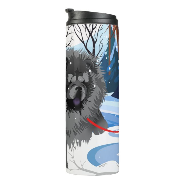 OVER THE RIVER Black Chow  thermal tumbler (Rotated Right)