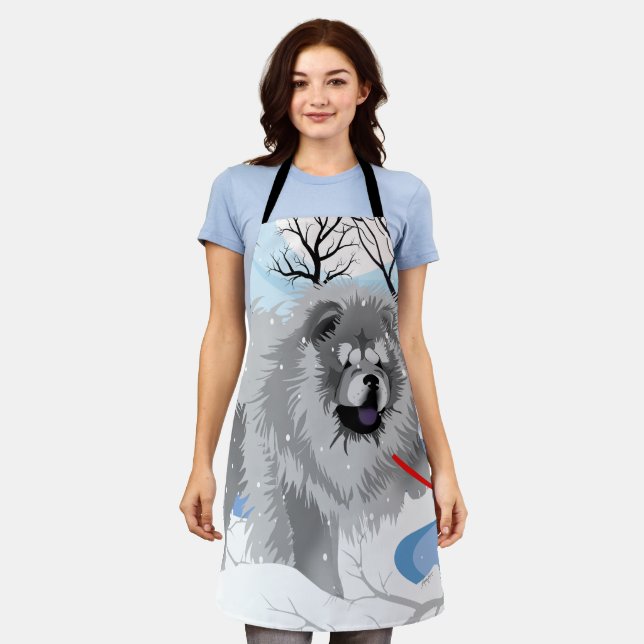 OVER THE RIVER Blue Chow apron (Worn)