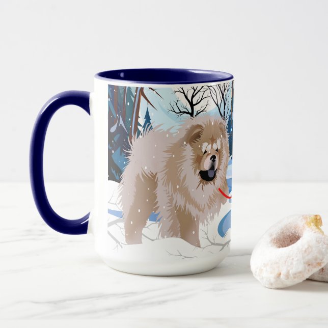 OVER THE RIVER Fawn/Cinnamon Chow mug (With Donut)
