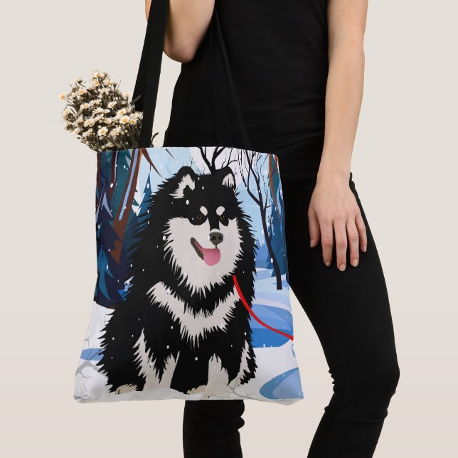 OVER THE RIVER Finnish Lapphund Tote Bag (Close Up)
