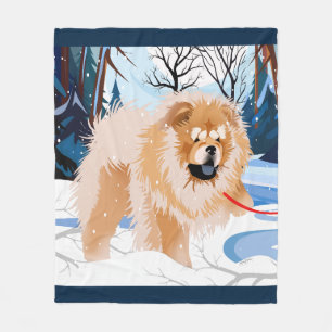 OVER THE RIVER Red Chow Fleece blanket